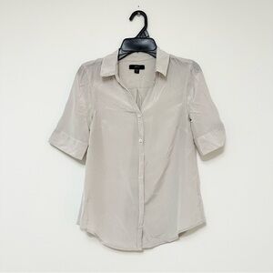 J. Crew Women's Light Gray Short-sleeve button-up shirt in silk 100% Silk XXSP